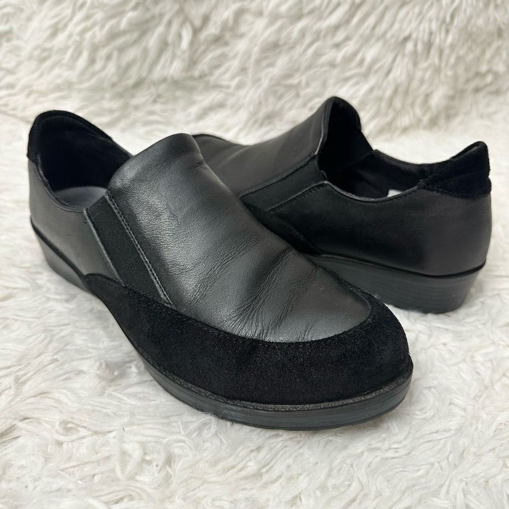 NAOT Women's Cherish Slip-On Loafer Black Raven Leather & Suede Size 36 US 5-5.5